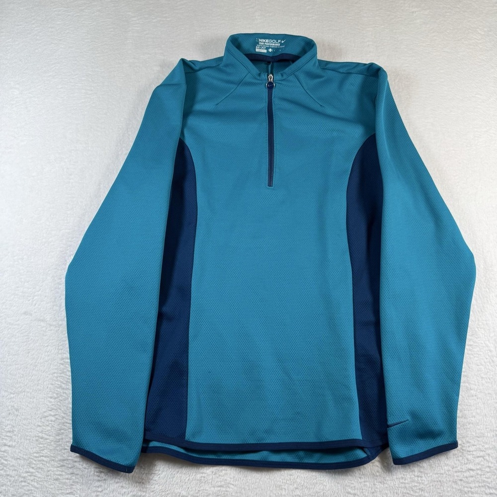 Nike Golf Dri-FIT Tour Pullover women Large Blue 1/4 Zip Long Sleeve Performance